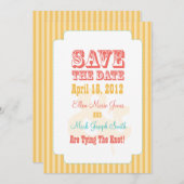 西部のカーニバル – 日付を保存する黄色とサンゴ セーブザデート (正面/裏面)