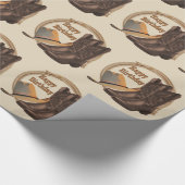 西部のカーボーイ・ハットブーツおよびロープのハッピーバースデー ラッピングペーパー (角)