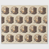 西部のカーボーイ・ハットブーツおよびロープのハッピーバースデー ラッピングペーパー (フラット)