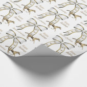 西部のクリスマスの金ゴールドの馬および弓 ラッピングペーパー (角)