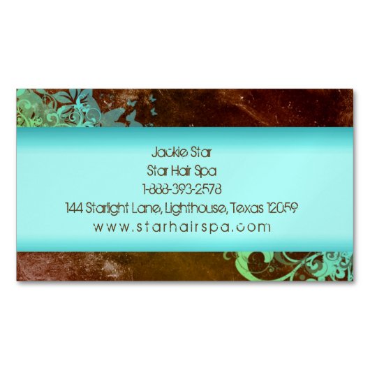 西部のグランジなヴィンテージの美しいの花のファッションの毛 マグネット名刺 (正面)