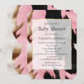 西部のゴールド ピンク ブラック クリーム カウガール カウハイド 招待状 (正面/裏面)