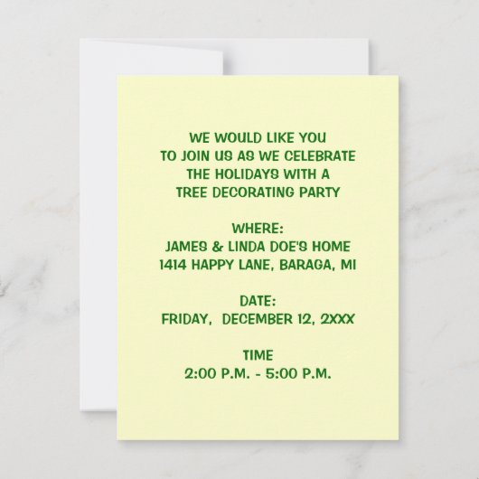 西部のサグアロのクリスマスツリーのパーティの招待状 招待状 (裏面)