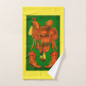 西部のサドルおよびカウボーイ・ブーツ バスタオルセット (ハンドタオル)