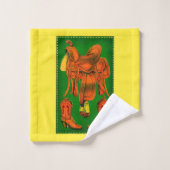 西部のサドルおよびカウボーイ・ブーツ バスタオルセット (ウォッシュタオル)