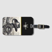 西部のチャーム：カウボーイハット&ロープFの木材で休む ラゲッジタグ (正面横)