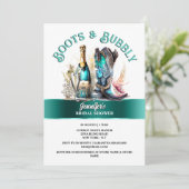 西部のティール(緑がかった色)カウボーイのブーツヴィンテージバブリー夏 招待状 (スタンド正面)