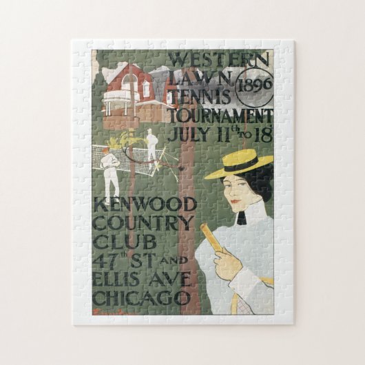 西部のテニスのトーナメントのヴィンテージ旅行 ジグソーパズル (縦)