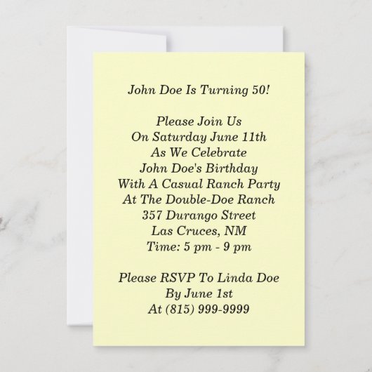 西部のテーマのマイル標石の誕生会を催すこと 招待状 (裏面)