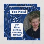 西部のバンダナのカウボーイの誕生日の招待状 招待状 (正面/裏面)
