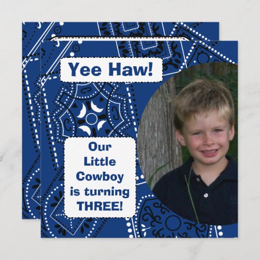 西部のバンダナのカウボーイの誕生日の招待状 招待状 (正面/裏面)
