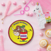 西部のパーティーのロデオのピエロおよびBullのハッピーバースデー ペーパープレート (パーティー)