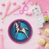 西部のパーティー女性のカーボーイ乗馬ピンクバンダナ ペーパープレート (パーティー)