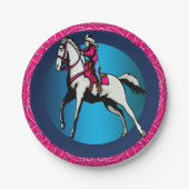西部のパーティー女性のカーボーイ乗馬ピンクバンダナ ペーパープレート (正面)