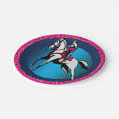 西部のパーティー女性のカーボーイ乗馬ピンクバンダナ ペーパープレート (アングル)