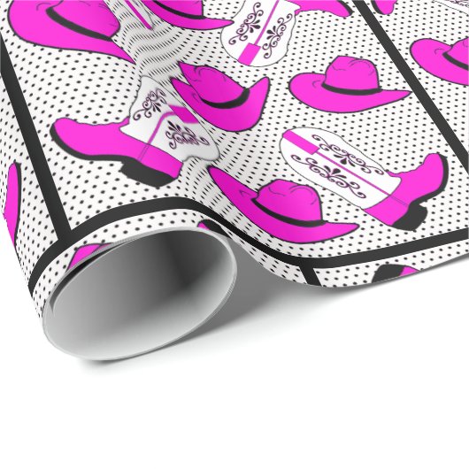 西部のピンクのカウボーイ・ブーツ帽子のギフト包むこと ラッピングペーパー (ロールコーナー)