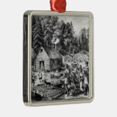 西部のフロンティアの開拓者の家 メタルオーナメント (右)