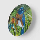 西部のブルーバード ラウンド壁時計 (傾斜)