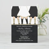西部のブーツのブライダルシャワーの招待状の黒の暗灰色 招待状 (スタンド正面)