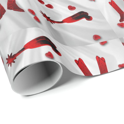 西部のブーツの拍車およびハートの包装紙 ラッピングペーパー (ロールコーナー)