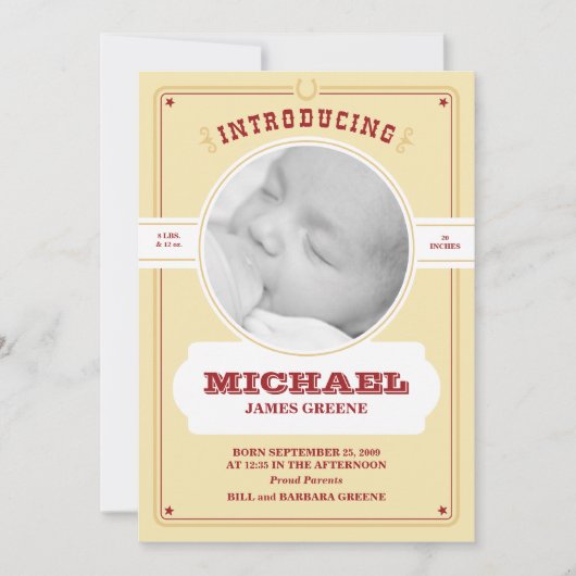 西部のベビーの写真の発表 案内状 (正面)