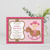 西部のベビーシャワーの招待状の女性のカーボーイ 招待状 (スタンド正面)