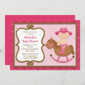 西部のベビーシャワーの招待状の女性のカーボーイ 招待状 (正面/裏面)