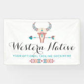 西部のボヘミアの素朴な牛スカルのトレンディーの矢 横断幕 (横)