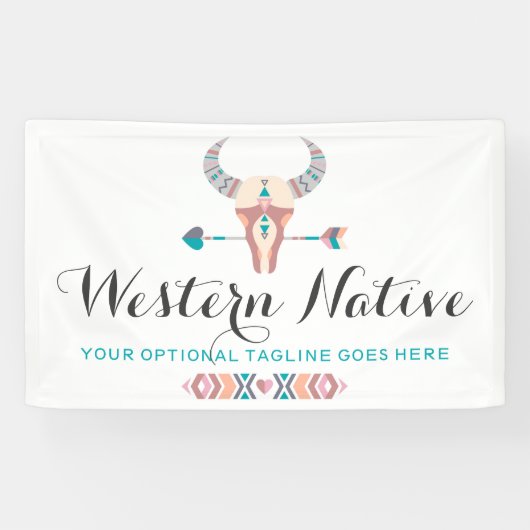 西部のボヘミアの素朴な牛スカルのトレンディーの矢 横断幕 (横)