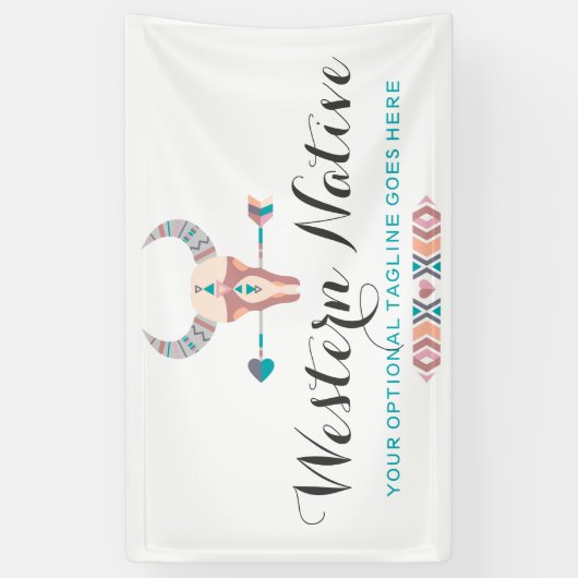 西部のボヘミアの素朴な牛スカルのトレンディーの矢 横断幕 (縦)