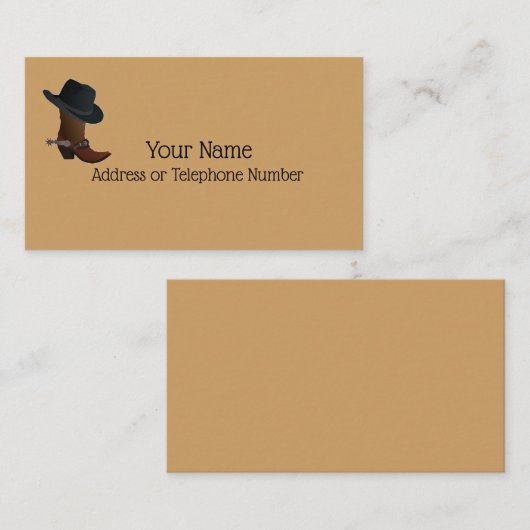 西部のモチーフのカーボーイ・ハットおよびブーツの名刺 名刺 (正面/裏面)