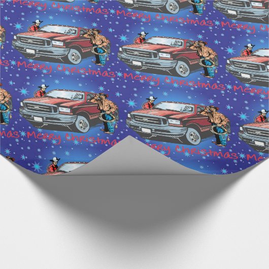 西部のロデオのカウボーイのクリスマスのギフト ラッピングペーパー (角)