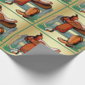 西部のロデオのカウボーイのサドルはロープの息子を追い出します ラッピングペーパー (角)