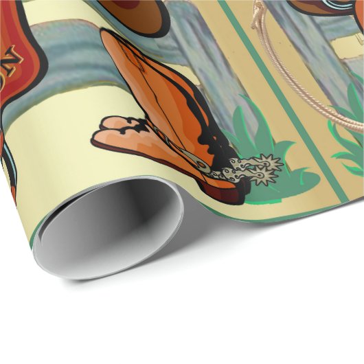 西部のロデオのカウボーイのサドルはロープの息子を追い出します ラッピングペーパー (ロールコーナー)