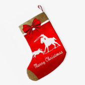 西部のロデオのカウボーイのロープをかける赤 スモールクリスマスストッキング (裏面 (吊り時))