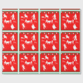 西部のロデオのカウボーイの女性のカーボーイのロープをかけるクリスマス ラッピングペーパー (フラット)