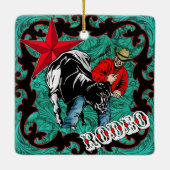 西部のロデオのカウボーイの雄牛のレスリングのオーナメント セラミックオーナメント (裏面)