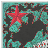 西部のロデオのカウボーイのBullの乗馬ののどの革 ファブリック (クローズアップ)