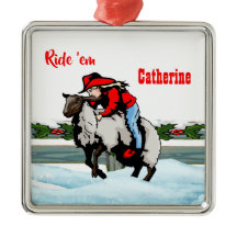 西部のロデオの女性のカーボーイの子供のマトンの破壊者のクリスマス