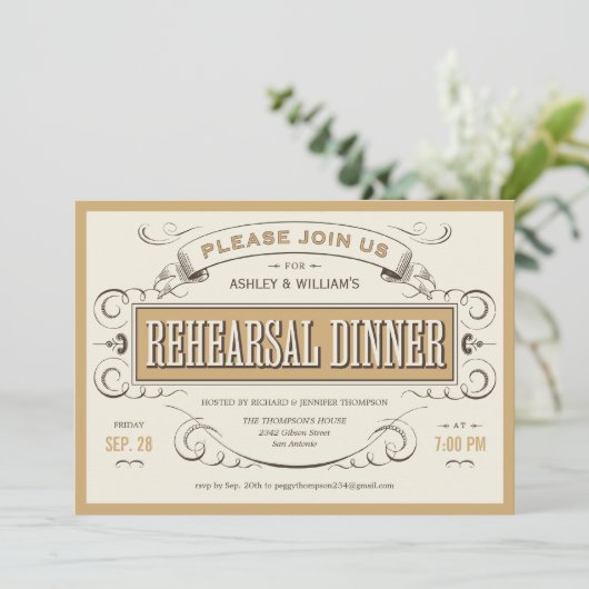西部のヴィンテージのリハーサルの夕食の招待状 招待状 (スタンド正面)