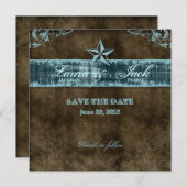 西部のヴィンテージの保存日付カードのブルースター セーブザデート (正面/裏面)