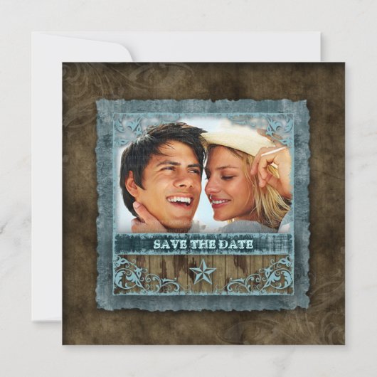 西部のヴィンテージの保存日付カードのブルースター セーブザデート (裏面)