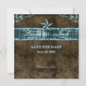 西部のヴィンテージの保存日付カードのブルースター セーブザデート (正面)