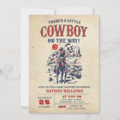 西部のヴィンテージ砂漠カウボーイベビーシャワー 招待状 (正面)