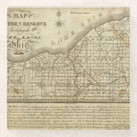 西部の予備の地図 ガラスコースター (正面)