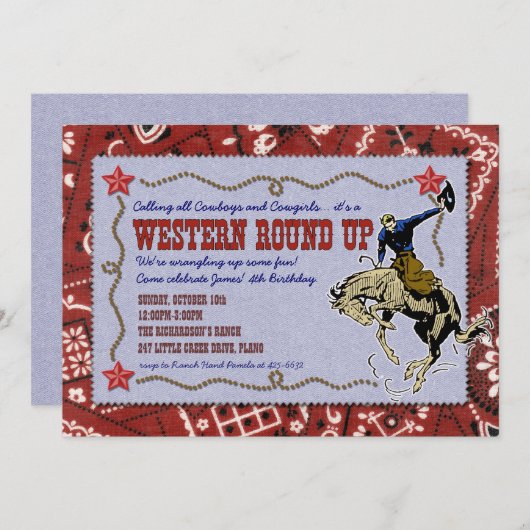 西部の円形のパーティの招待状 招待状 (正面/裏面)