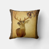 西部の初期のな納屋の木製の木びき台の白い尾シカ クッション (裏面)