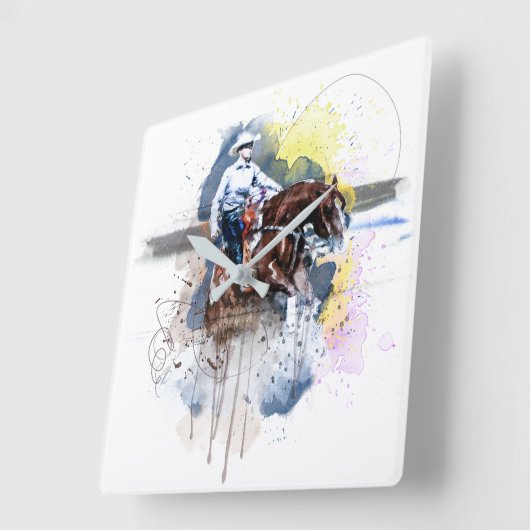 西部の制止の滑走停止乗馬のギフトの壁 スクエア壁時計 (傾斜)