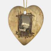 西部の国のカウボーイ結婚の写真オーナメント セラミックオーナメント (左)