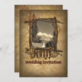 西部の国のカウボーイ結婚の写真招待 招待状 (正面/裏面)